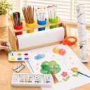Payarma PRD10 Paper Roll Dispenser Kids Art Easel 12 Pigments Ages 3-8