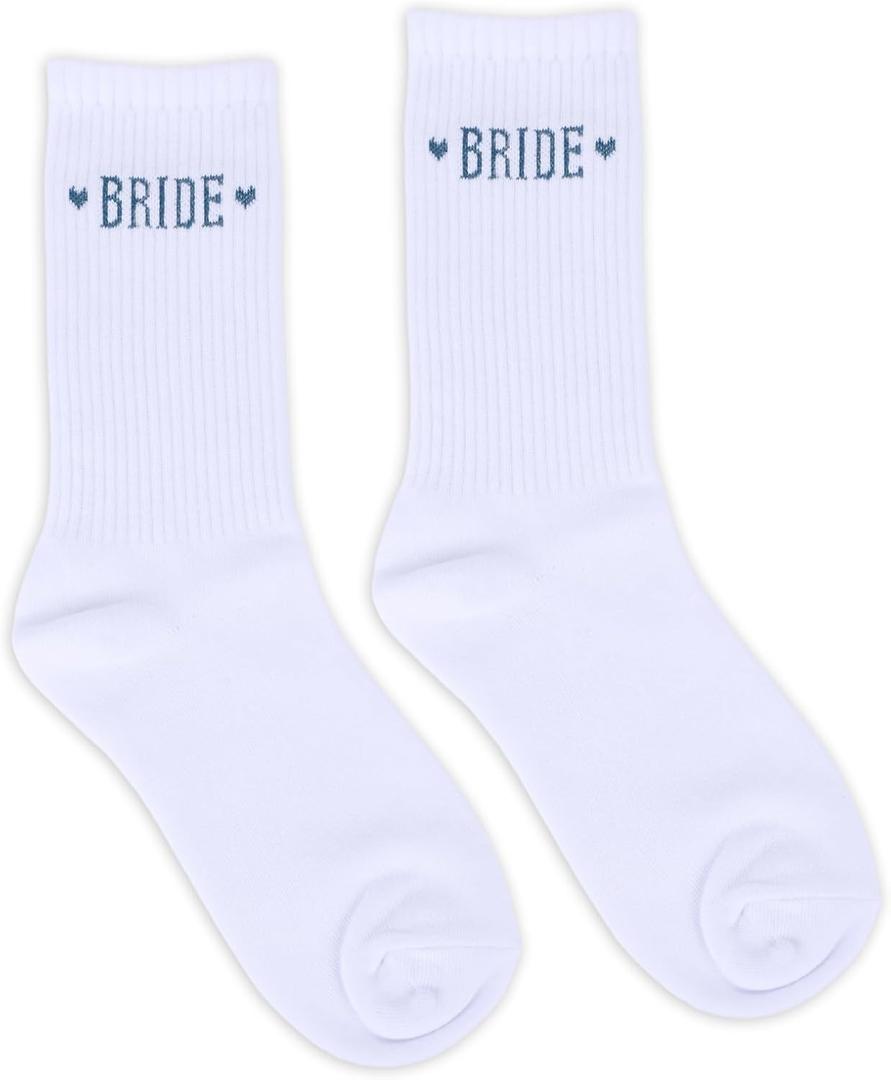 Bride Socks, Bachelorette Gifts for Bride, White Cotton Soft Novelty Wifey Socks, Bridal Shower Gifts, Bachelorette Party Accessories, Engagement, Marriage, Honeymoon Essentials (Blue)