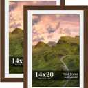14x20 Picture Frame Set of 2, Wood Frame with Real Glass, Wide Border, 14X20 in