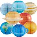 Easy Joy Space Paper Lantern Planets Lanterns Out of This World Space Outer Space Party Decorations Galaxy Earth Birthday Decor Classroom Science Astronaut Theme Solar System Party for Kids 8PCS