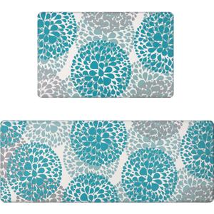 Homcomoda Kitchen Rugs Set Anti Fatigue Kitchen Floor Mat Easy to Clean 2Piece Non Slip Comfort PVC Leather Heavy Duty Standing Mats Indoor Outdoor(17.3"×28" and 17.3"×47")