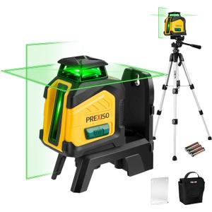 PREXISO 360 Laser Level with Tripod, 100Ft Dual Power Self Leveling Cross Line Laser- Wide Angle Vertical Line for Construction, Floor Tile, Renovation with Magnetic Base, Wall Panel Stand, Carry Bag