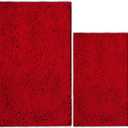 Bathroom Rugs Chenille Bath mat 2 Piece Set, Super Absorbent, Strong PVC Non Slip Backing, Bath mats for Bathroom, Plush Shaggy, Thick, Machine Washable, Bathtub, Toilet.(Red)