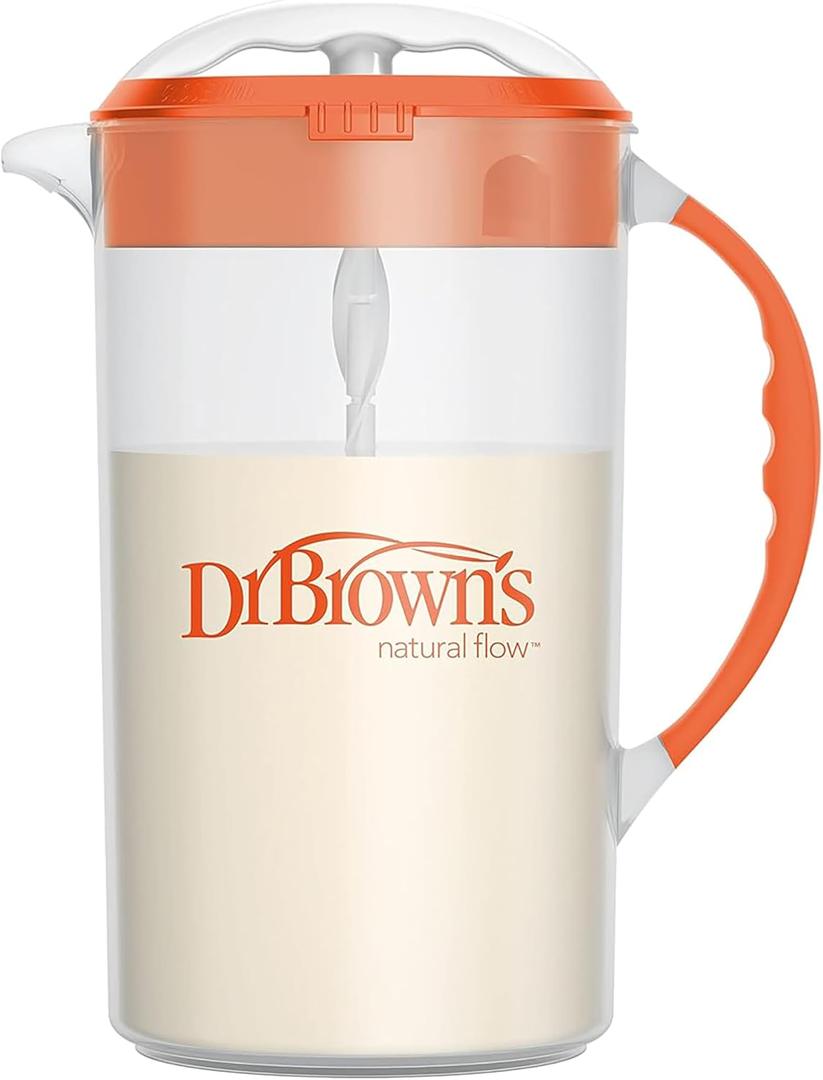 Dr. Brown's Baby Formula Mixing Pitcher with Adjustable Stopper, Locking Lid & No Drip Spout, Orange, BPA Free, 36oz, Pack of 1 