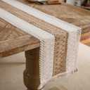 duduta Boho Macrame Dining Table Runner 90 inches Long, Rustic Farmhouse Dresser Covers with Tassels Home Coffee Table Decor