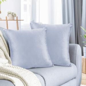 Nestl Throw Euro Pillow Covers, Cozy Velvet Decorative Pillow Covers 26 x 26 Inches, Soft Solid Couch Pillow Case for Sofa, Bed and Car, Set of 2 - Ice Blue