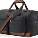 Duffle Bag for Travel, Canvas Travel Duffel Bags with Lay-Flat Design, Large Travel Duffle Overnight Weekend Gym Carry On Duffel Bag for Men & Women(Black)