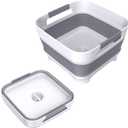 Collapsible Dish Basin with Drain Plug, 9L(2.4Gal) Capacity, Space Saving Portable Sink for Baby bottle, Kitchen, Camping& RV, Gray