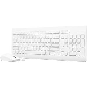 Lenovo 510 Wireless Combo with 2.4 GHz USB Receiver, Slim Full Size Keyboard, Full Number Pad, 1200 DPI Optical Mouse, Left or Right Hand, GX30W75336, White