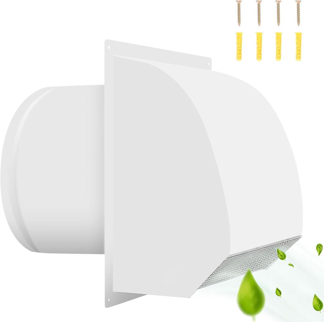10 inch Steel Hooded Wall Vent with Screen,Arc-Shaped Wall Vent for Ventilation and Exhaust,Suit for Residential Housing and Industrial Facilities,White