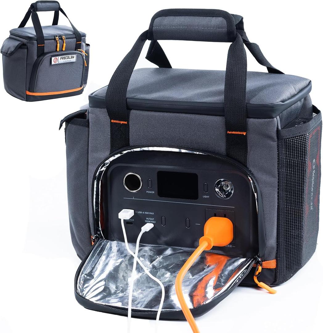 Travel Carrying Case Compatible with Jackery Explorer 300/240/160, Portable Power Station Storage Case with Water- proof Bottom and Front Pockets for Jackery Accessories Solar Generator (Grey)