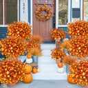 Uieke 72PCS Artificial Mums for Outdoors Fake Fall Outdoor Lavender Flowers Orange Calla Lilly and Autumn Daisy Mums Flowers No Fade for Outside Window Box Porch Planters Garden Thanksgiving Decor