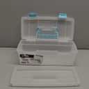 ArtBin 6937AG Essentials Lift-Out Tray Box, Portable Art & Craft Organizer with Handle and Tray, Clear/Aqua (Aqua Mist Latches)