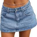 EMMIOL Women Denim Skort Skirt Stretchy Mid Waist Y2K Sexy Mini Skirts Dressy Casual Jean Skorts (Blue, L)