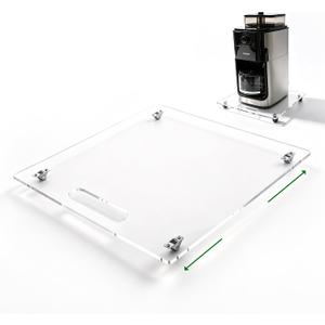 Acrylic Appliance Slider with Rubber Wheels - 13" x 14" Clear Sliding Tray for Heavy Kitchen Appliances, Coffee Maker Slider Tray for Counter Countertop Moving Roller Mat (Clear, 13" x 14")