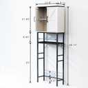 Over The Toilet Storage Cabinet, Bathroom Above Toilet Cabinet Organizer with Doors and Adjustable Shelves, Bathroom Shelf Organizer with Anti-Tip Device & Drain Rack, White, Medium