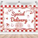Special Delivery Baby Shower Backdrop - Italian Pizza Baby Shower Decorations, Slice Slice Baby Background Photo Booth Props 7 x 5Ft