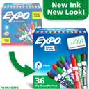 EXPO Dry Erase Markers, Low Odor Ink, Assorted Colors, Chisel Tip, 36 Count
