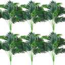 Tigeen 6 Pcs Artificial Palm Leaves Tree 33 Inch Fake Tropical Plant with Stems Large Faux Palm Leaf Bush Greenery for Hawaiian Luau, Jungle Safari, Pool Beach Party, Wedding, Garden, Indoor Outdoor