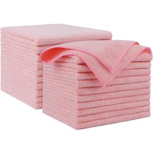 AIDEA Microfiber Cleaning Cloth Pink 20PK, Microfiber Towels for Cars, Premium Car Cloths, Dusting Cloth Lint Free Cleaning Rags for SUVs, House, Kitchen, Window, Workshops, 12×12"