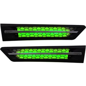 Cascadia Side Grille Air Intake Vent Replacement with LED Lights Left Right Pair for Freightliner Cascadia 2018+ (Green)