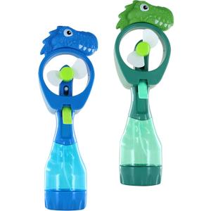 P&F Pack of 2X Dinosaur Water Mist Spray Bottle Fan Portable Handheld Mister - Battery Operated (Blue &Green)