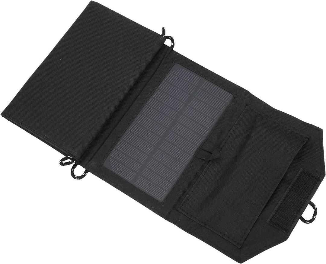 USB Solar Panel, Multiple Rope Holes Solar Charger, Camping Outdoor Sports Man for Woman (Black)