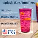 US Acrylic Splash [Set of 16] 18 ounce Plastic Stackable Water Tumblers in Jewel Tone Colors Value Set of Drinking Cups, Reusable, BPA-free, Made in the USA, Top-rack Dishwasher Safe