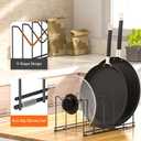 HzTinT 3 Pack Pot Lid Organizer for Cabinet, Stainless Steel Pot Lid Rack with Anti-slip Pad, Lid Holder for Pans Pots, Bakeware, Plates, Cookie Sheets, Trays, Dish, Cutting Boards, Classic Black