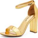 Herstyle Womens Chunky Block Heels Open Toe Ankle Strap Sandals, 3.75 Inch High Heels for Wedding, Party & Dressy Occasions Comfortable Strappy Dress Shoes, 7.5