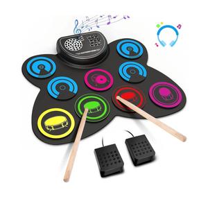 9-Pads Electronic Drum Set with Headphone Jack Speaker Drumsticks & Pedals, Holiday Gifts for Kids