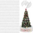 Anglechic 48 Pcs Christmas Tree Fence Barrier 12" Tall Thick Christmas Tree Gate White Plastic Picket Fence Guard Protector with Elk Snowflake Decorations for Xmas Party Cat Small Dog Pets 