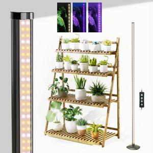 Grow Lights for Indoor Plants with Timer, 192 LEDs 42W Vertical Full Spectrum Grow Light 65 Inch Standing Grow Lights 3 Light Modes 5-Level Dimmable Wide Coverage (1PC)