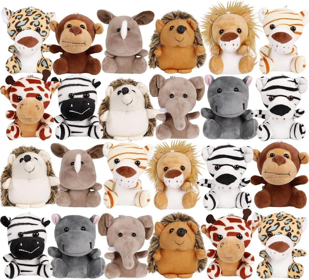 Small Stuffed Animals Bulk, 24 Pieces Cute Plushies, 4.5 Inch Mini Forest Animal Plush Toys, Party Favors, Stocking Stuffers for Kids