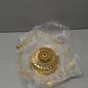 Gold Glass Fruit Tray, Metal Glass Fruit Plate Bucket Basin, Candy Plate with Alloy Base for Display Flowers
