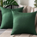 MIULEE Pack of 4 Decorative Outdoor Solid Waterproof Throw Pillow Covers Faux Linen Garden Farmhouse Cushion Cases for Patio Tent Balcony Couch Sofa 16x16 inch Emerald Green