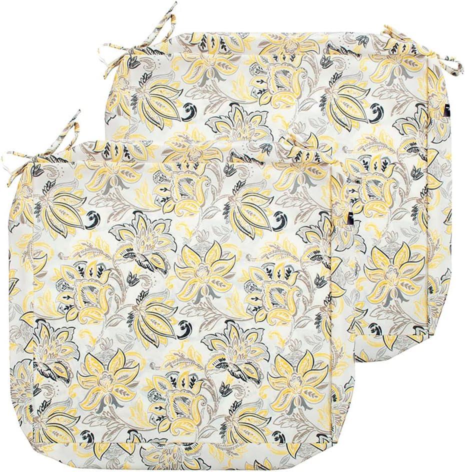 FUNHOME Outdoor Cushion Covers 24 x 24 x 4 inch,Set of 2,Replacement Square Seat Cushion Cover for Patio Furniture Chair,Water Resistant,Fade-Resistant Slipcover Only,No Insert(Yellow Flower)