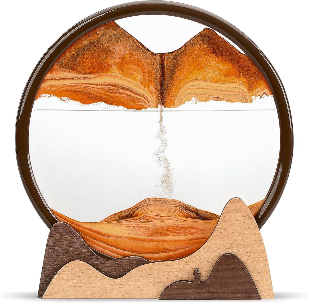 BelaRola Moving Sand Art Liquid in Motion 3D Deep Sea Sandscape Moving Sand Art Picture Wooden Sand Art for Desk Decor and Office Decor(12inch)