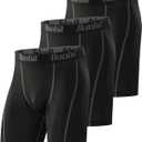 Runhit Compression Shorts Men Underwear Spandex Running Shorts Workout Athletic (Large, 3 Pack:black Grey)