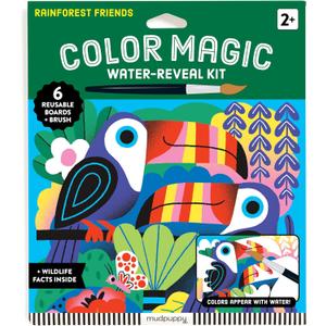 Mudpuppy Rainforest Friends  Color Magic Water Reveal Kit with Illustrations of Rainforest Animals for Children Ages 2 and Up