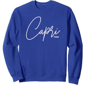Capri Italia Italy Classic Graphic Designer Fashion Souvenir Sweatshirt (Small, Black)