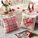 AVOIN colorlife Valentine's Day Heart Pink Throw Pillow Covers, 18 x 18 Inch Golden Leaves Love You More Be Mine Buffalo Plaid Polka Dot Anniversary Wedding Cushion Case Decoration for Sofa Set of 4