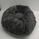 Bedsure Calming Dog Bed for Medium Large Dogs - Donut Washable Large Pet Bed, 33 inches Anti-Slip Round Fluffy Plush Faux Fur Dog Bed, Dark Grey
