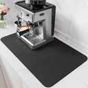 PoYang 24"x16" Coffee Mat Large, Coffee Bar Accessories for Countertop, Absorbent Dish Drying Mat, Anti-Slip and Hide Stain Pad for Espresso Machine, Espresso Maker and Kitchen Counter, Black