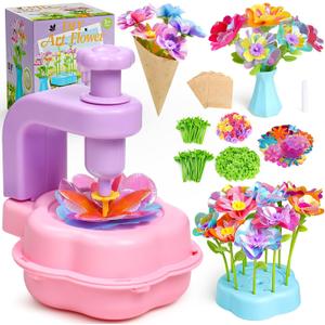 Scvcid Fabric Bouquet Toys Include Extra Accessories Set, Arts and Crafts for Kids Ages 3-12, DIY Flower Craft Kits for Toddler, Birthday Gifts for 3 4 5 6 7 8 9 10+ Year Old Girls (Pink)