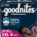 Goodnites Girls' Nighttime Underwear, Size XXL (120-165 lbs), 8 Ct
