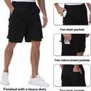 Yundobop Men's Casual 9" Inseam Cargo Shorts Twill Classic Stretch Golf Summer Short with 6 Pockets (Black)