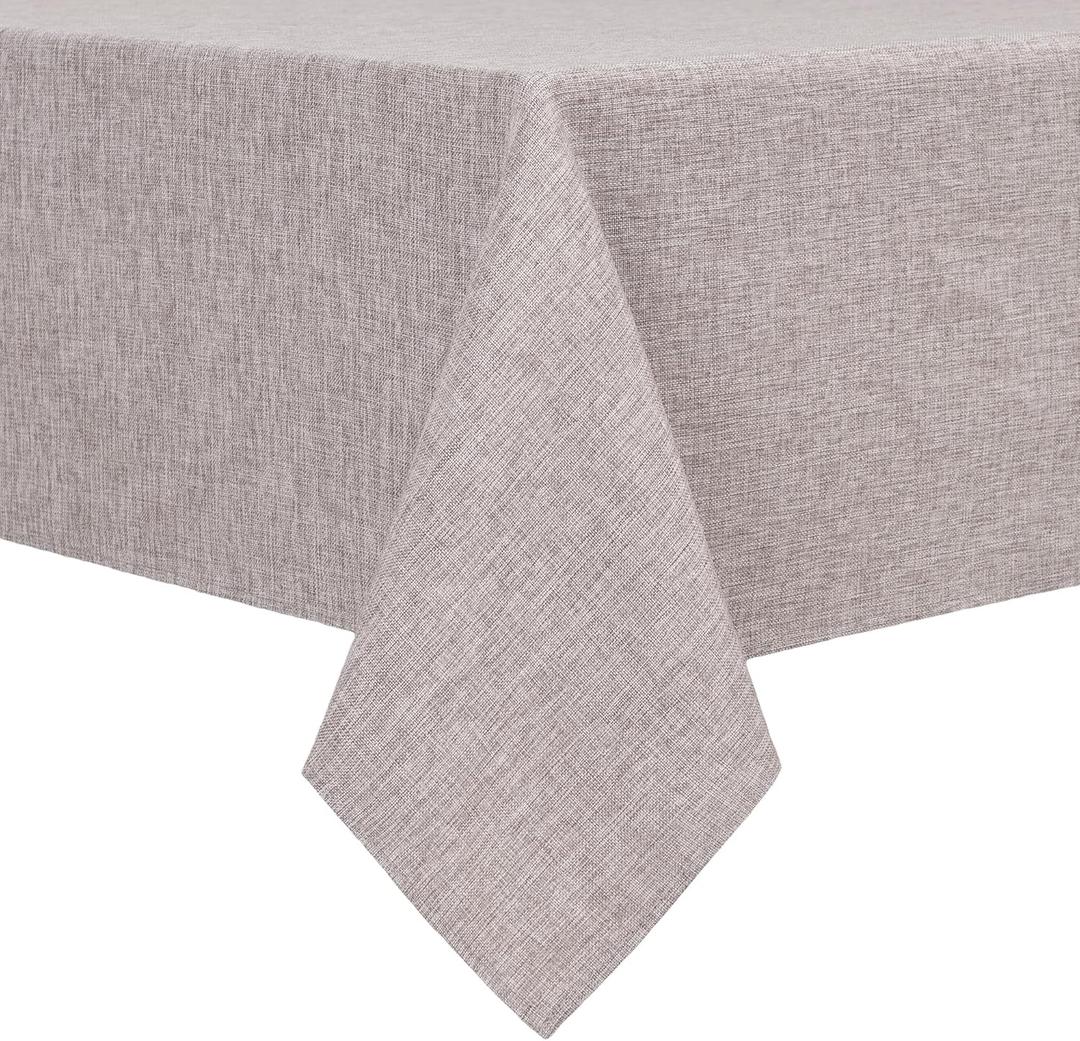 Hiasan Faux Linen Rectangle Tablecloth - Wrinkle and Stain Resistant Washable Table Cloth for Kitchen Dining Room Holiday Table Cover for Dinner, Stone, 70 x 120 Inch