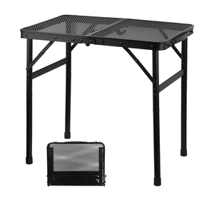 Camping Table with Mesh Desktop, Lightweight & Portable Small Folding Grill Table, Height Adjustable Metal Outdoor Table for Camp, Cooking, BBQ, RV, Picnic-2 FT Black Size: S: 23.62"L x 15.75"W x 10.6"H/22"H