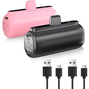 2 Pack 5500mAh Portable Charger for iPhone, Upgrade Ultra-Compact 20W PD Fast Charging Cute Travel Portable Phone Charger, Mini Power Bank for iPhone 14/14Pro/13/12/11/X/8/7/6 Series
